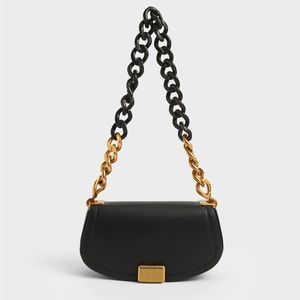 Charles & Keith Sonnet Two-Tone Chain Handle Shoulder Bag—Brand New with Tags